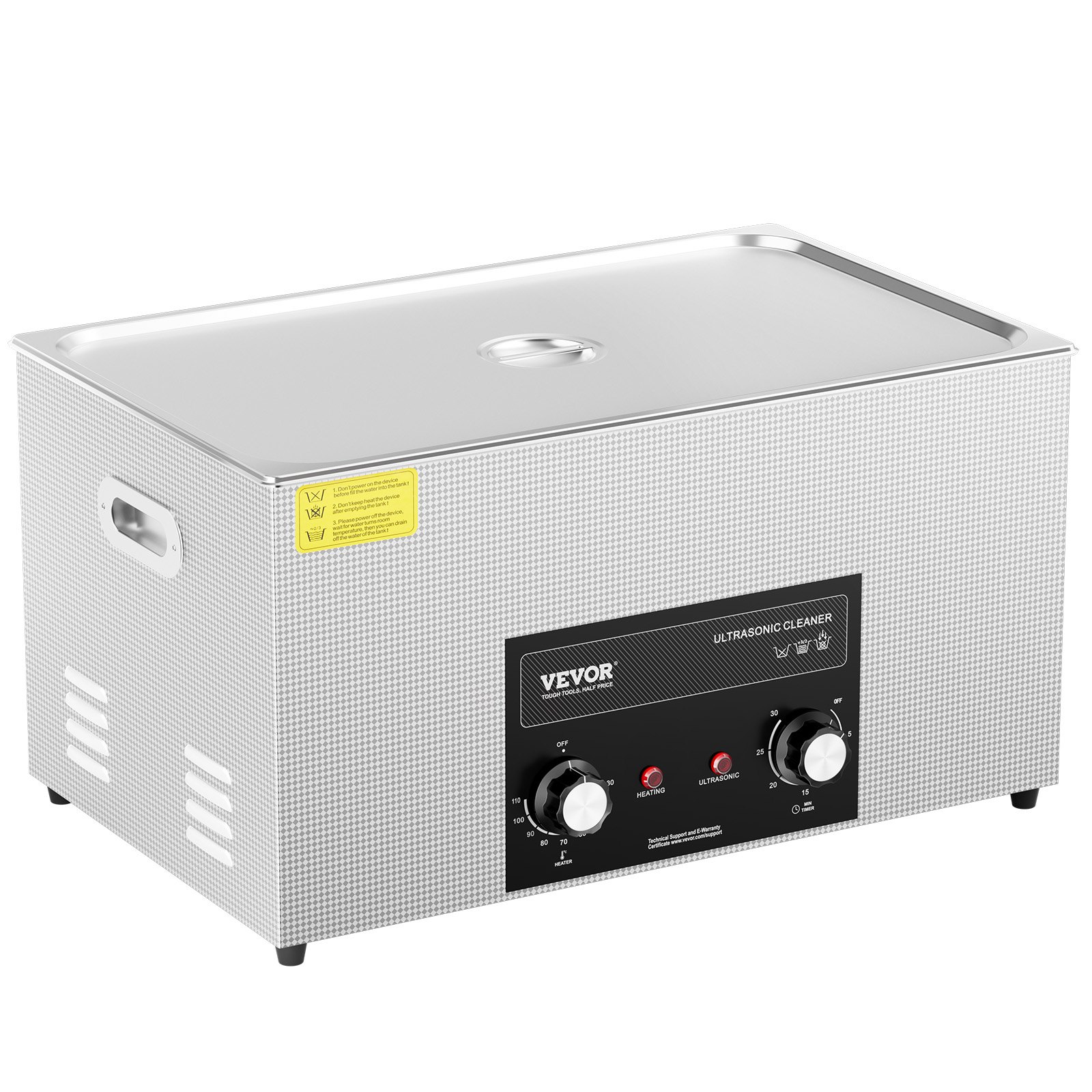VEVOR Limpiador Ultrasónico 22 L con Temporizador de Calentamiento y Cesta Equipo de Limpieza Ultrasónico Digital Profesional 480 W para Relojes Instrumentos Gafas Monedas Piezas de Metal Plata