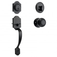 VEVOR Juego de manija y cerrojo de puerta delantera, negro mate, juego de cerradura de puerta delantera con perilla interior, manija de cilindro único con espacio entre orificios ajustable, para entrada y puerta delantera para diestros y zurdos