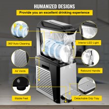 VEVOR 20L Máquina de granizados Maquina para frappe Tazón Doble Máquina de Bebidas Congeladas 600W Uso Comercial