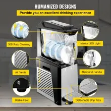 VEVOR 20L Máquina de granizados Maquina para frappe Tazón Doble Máquina de Bebidas Congeladas 600W Uso Comercial