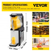 VEVOR 20L Máquina de granizados Maquina para frappe Tazón Doble Máquina de Bebidas Congeladas 600W Uso Comercial