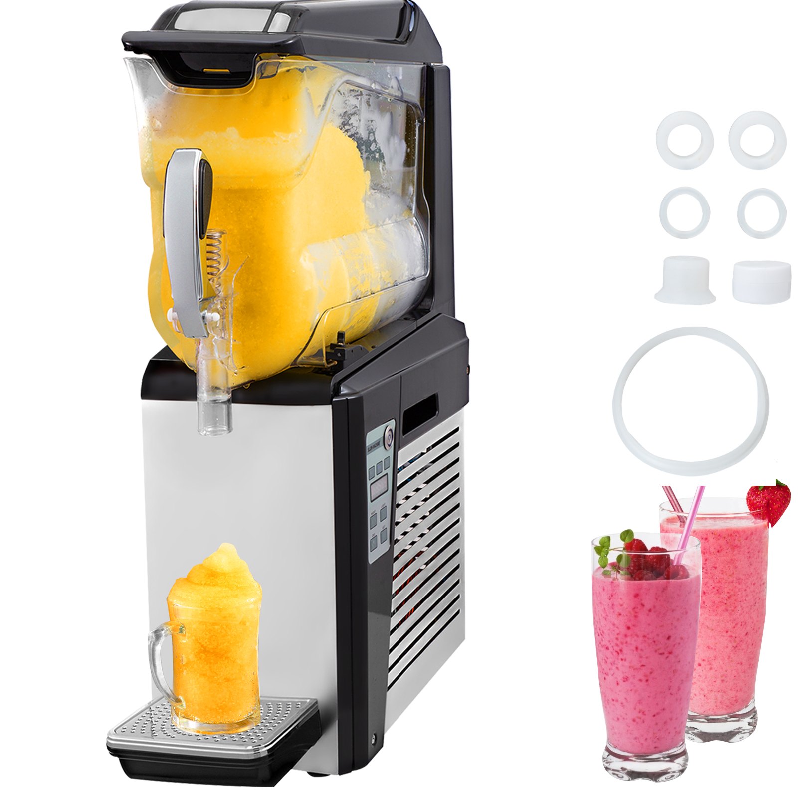 Máquina de granizados VEVOR, 1 tanque de 10 l para el hogar, máquina de granizados comercial de 600 W, máquina de granizados para bebidas congeladas, limpieza automática, máquina de granizados para supermercados, cafeterías y restaurantes.