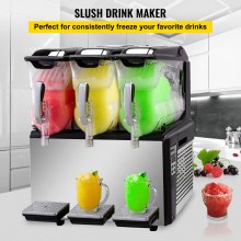 VEVOR Máquina de granizados de 110 V, 30 L, triple tazón, Margarita, máquina para hacer bebidas congeladas, 800 W, limpieza automática, modos diurnos y nocturnos para supermercados, cafeterías, restaurantes, cafeterías, uso comercial