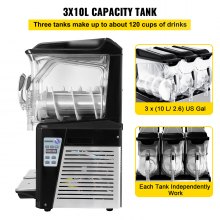 VEVOR Máquina de granizados de 110 V, 30 L, triple tazón, Margarita, máquina para hacer bebidas congeladas, 800 W, limpieza automática, modos diurnos y nocturnos para supermercados, cafeterías, restaurantes, cafeterías, uso comercial