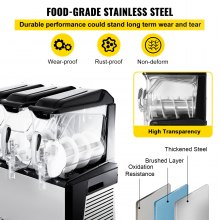 VEVOR Máquina de granizados de 110 V, 30 L, triple tazón, Margarita, máquina para hacer bebidas congeladas, 800 W, limpieza automática, modos diurnos y nocturnos para supermercados, cafeterías, restaurantes, cafeterías, uso comercial