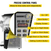VEVOR Máquina de granizados de 110 V, 30 L, triple tazón, Margarita, máquina para hacer bebidas congeladas, 800 W, limpieza automática, modos diurnos y nocturnos para supermercados, cafeterías, restaurantes, cafeterías, uso comercial