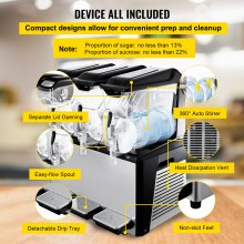 VEVOR Máquina de granizados de 110 V, 30 L, triple tazón, Margarita, máquina para hacer bebidas congeladas, 800 W, limpieza automática, modos diurnos y nocturnos para supermercados, cafeterías, restaurantes, cafeterías, uso comercial