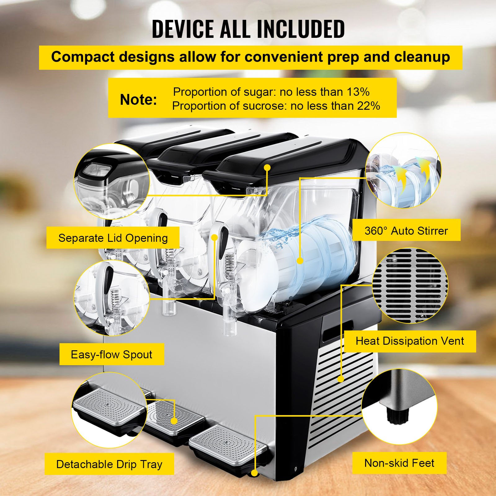 Máquina de granizados VEVOR de 30 l para el hogar, granizadora comercial de 1250 W, granizadora para bebidas congeladas con limpieza automática, granizadora para supermercados, cafeterías y restaurantes.