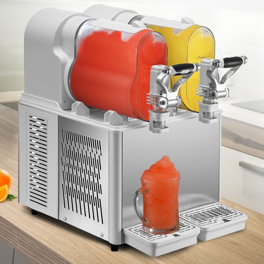 VEVOR Máquina de granizados Maquina para frappe Máquina de aguanieve daiquiri comercial máquina de bebidas congeladas de 3 L x 2