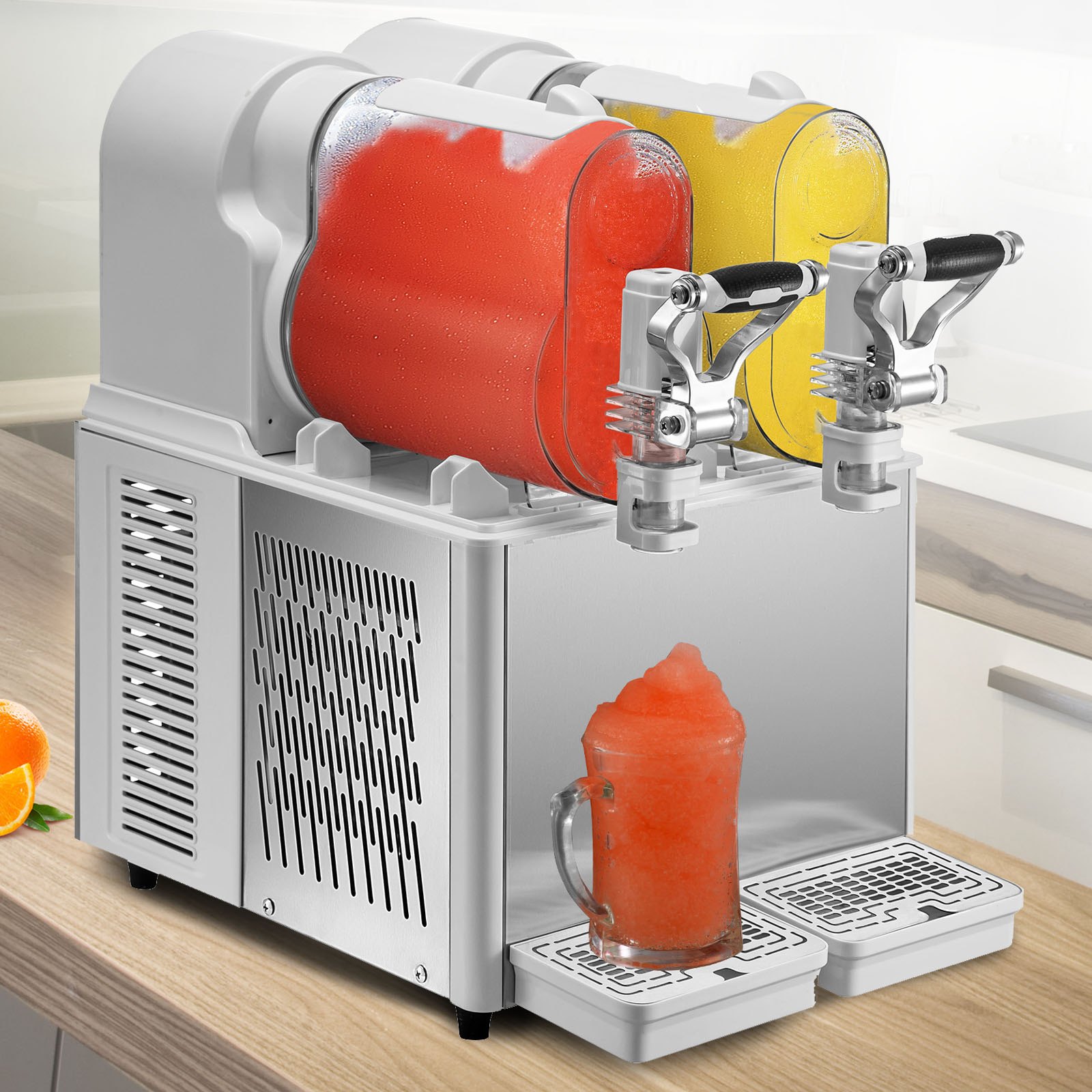 VEVOR Máquina de granizados Maquina para frappe Máquina de aguanieve daiquiri comercial máquina de bebidas congeladas de 3 L x 2