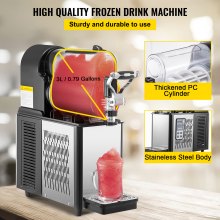 VEVOR Máquina de granizados Maquina para frappe de Slushy Machine 3L Commercial Máquina de Slush de Bebida congelada Máquina Balck comercial Slushie
