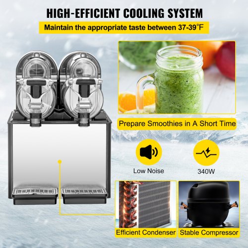 VEVOR Máquina de Granizado de Hielo Comercial 2x3 L con Panel de Control 340 W