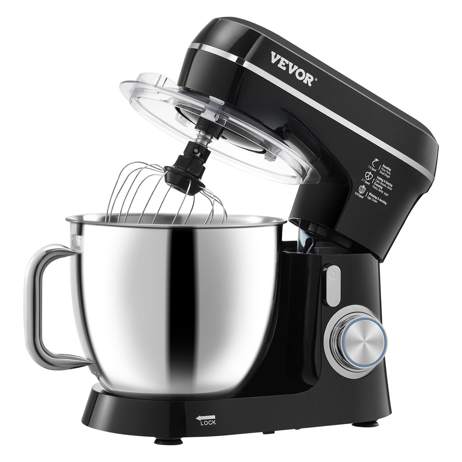 Batidora de pie de 4,4 QT+5,3 QT, batidora de masa eléctrica de 450 W, 10 + P velocidades, batidora de alimentos