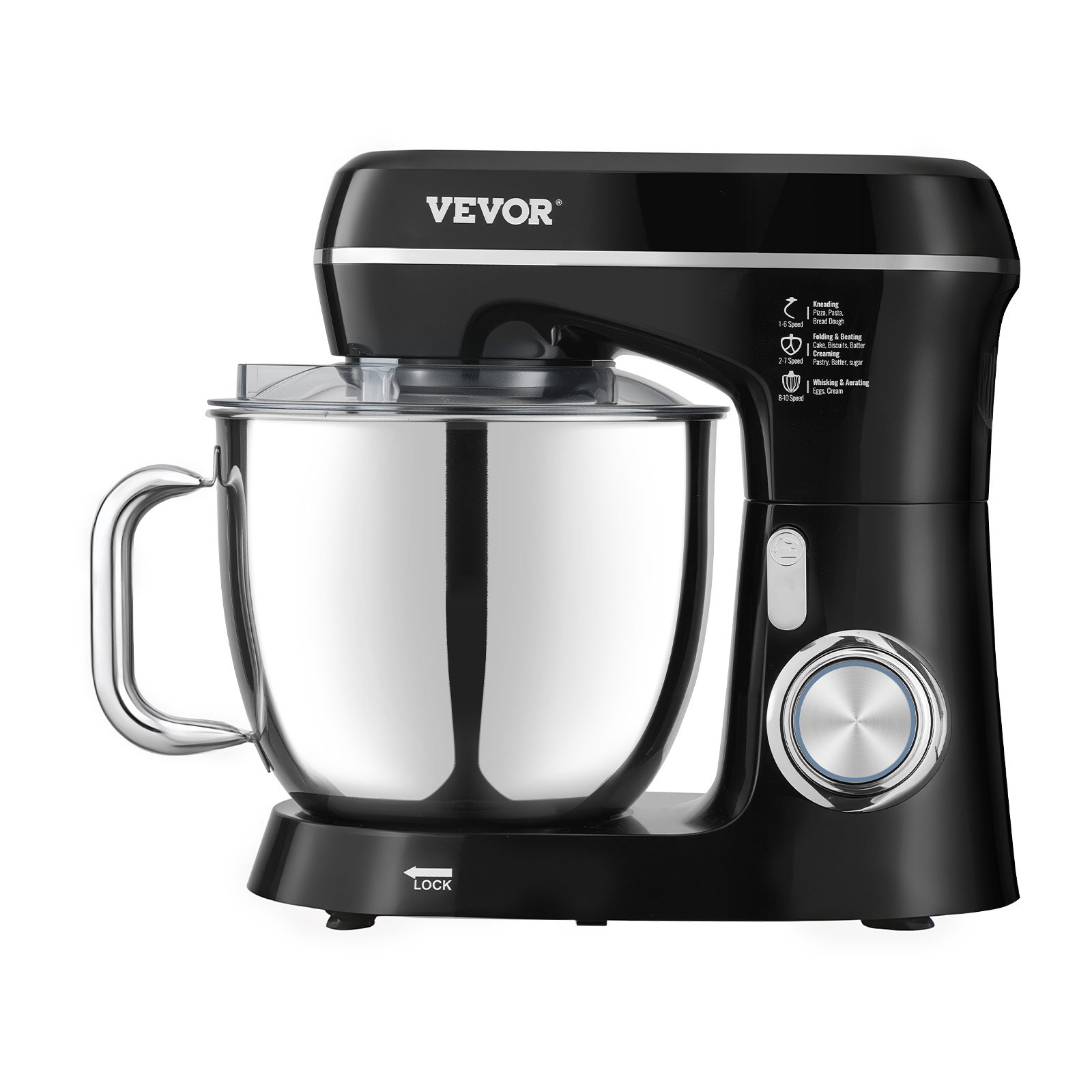 Batidora de pie de 4,4 QT+5,3 QT, batidora de masa eléctrica de 450 W, 10 + P velocidades, batidora de alimentos
