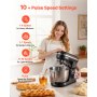 Batidora de pie VEVOR, 5 cuartos de galón, 10+ velocidades, cabezal inclinable, tazón de acero inoxidable, gancho para masa, batidor de alambre, batidor, raspador, batidora de pie doméstica para hornear, color negro