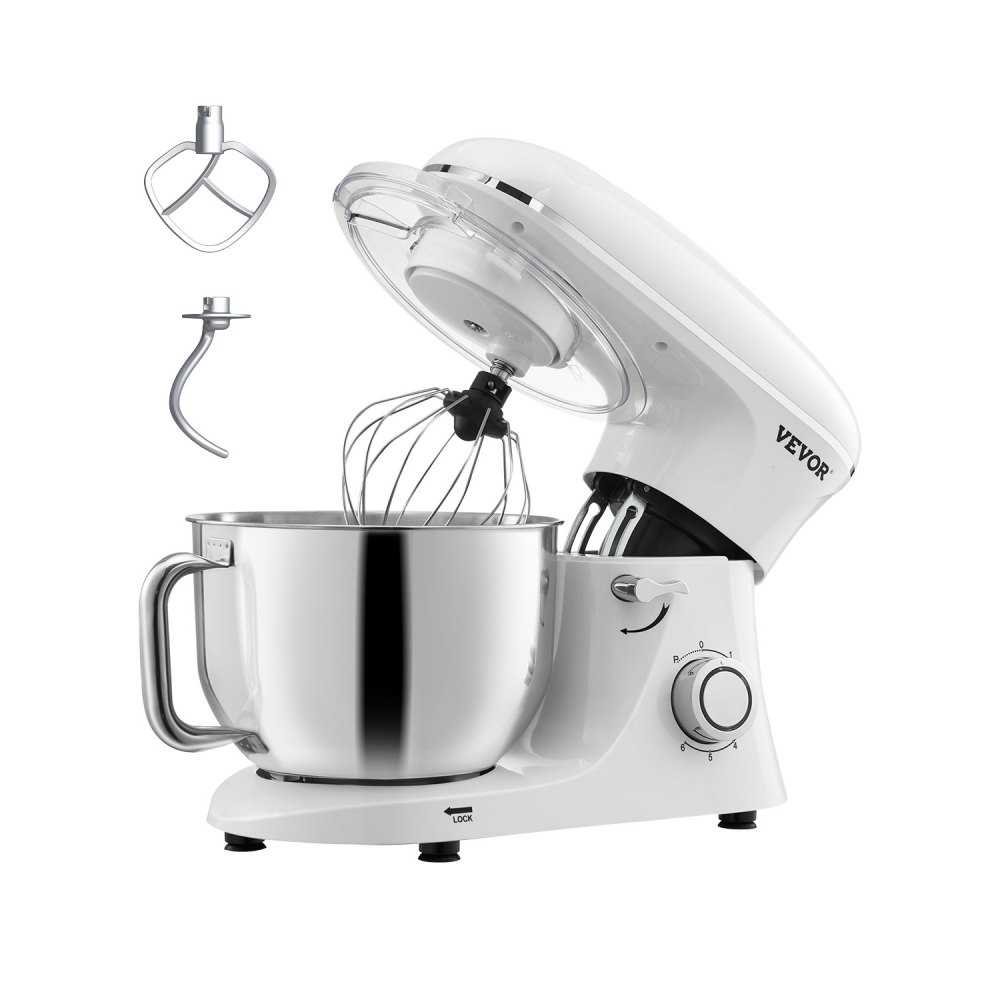 Batidora de pie de 5,9 cuartos de galón, batidora de masa eléctrica, 660 W, 6 + P velocidades, batidora de alimentos para cocina