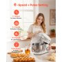 Batidora de pie VEVOR, 6 cuartos de galón, 660 W, 6 + 1 velocidad, cabezal inclinable, tazón de acero inoxidable, gancho para masa, batidor de alambre, batidor plano, raspador, batidora de pie doméstica para hornear y mezclar, color blanco
