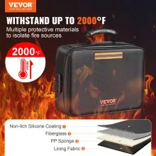 Caja de documentos ignífuga VEVOR, bolsa de documentos ignífuga con cerradura 2000°F, caja de archivos ignífuga e impermeable de 3 capas 14.17x10.63x4.13 pulgadas con cremallera, para dinero, documentos, joyas y pasaporte