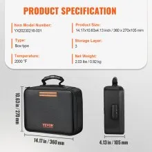 Caja de documentos ignífuga VEVOR, bolsa de documentos ignífuga con cerradura 2000°F, caja de archivos ignífuga e impermeable de 3 capas 14.17x10.63x4.13 pulgadas con cremallera, para dinero, documentos, joyas y pasaporte
