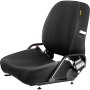 Asiento de carretilla elevadora universal VEVOR en color negro con funciones ajustables y marco resistente.