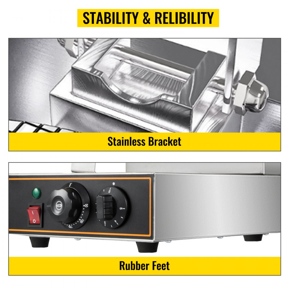VEVOR Gofrera Comercial 1000W Gofrera Rectangular Comercial 110V Màquina para Hacer Gofres 32x25x53 cm, Calefacción Paralela Eficiente, Material de Acero Inoxidable Resistente para Restaurante y Hogar