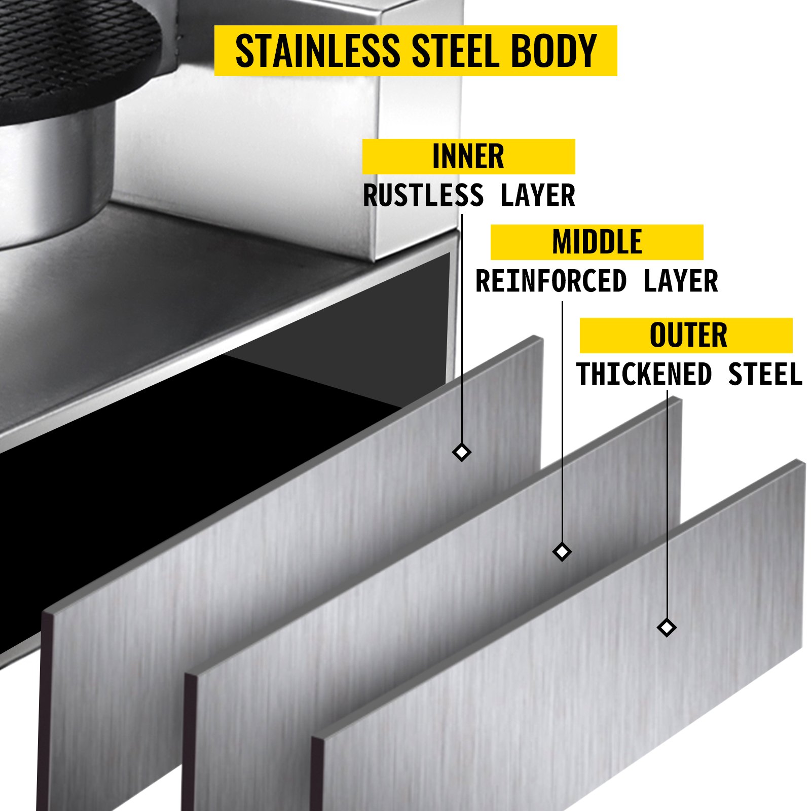 VEVOR Gofrera Comercial 1000W Gofrera Rectangular Comercial 110V Màquina para Hacer Gofres 32x25x53 cm, Calefacción Paralela Eficiente, Material de Acero Inoxidable Resistente para Restaurante y Hogar