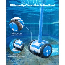 Limpiafondos automático de piscina VEVOR con succión lateral y 2 ruedas, para piscinas enterradas y elevadas de hasta 6 x 12 m.