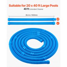 Limpiafondos automático de piscina VEVOR con succión lateral y 2 ruedas, para piscinas enterradas y elevadas de hasta 6 x 12 m.