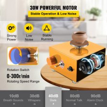VEVOR Torno Alfarero Mini Rueda de Cerámica 30W Rueda de Cerámica Velocidad Ajustable Máquinas de Arcilla Kits de Escultura Eléctrica con 3 Bandejas