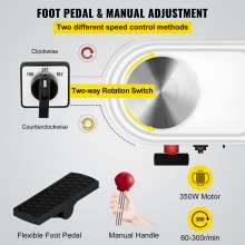 VEVOR Torno Alfarero Rueda de Alfarería 28cm Máquina Formadora de Cerámica 350W Rueda de Alfarería Eléctrica con Pies Ajustables Palanca Pedal