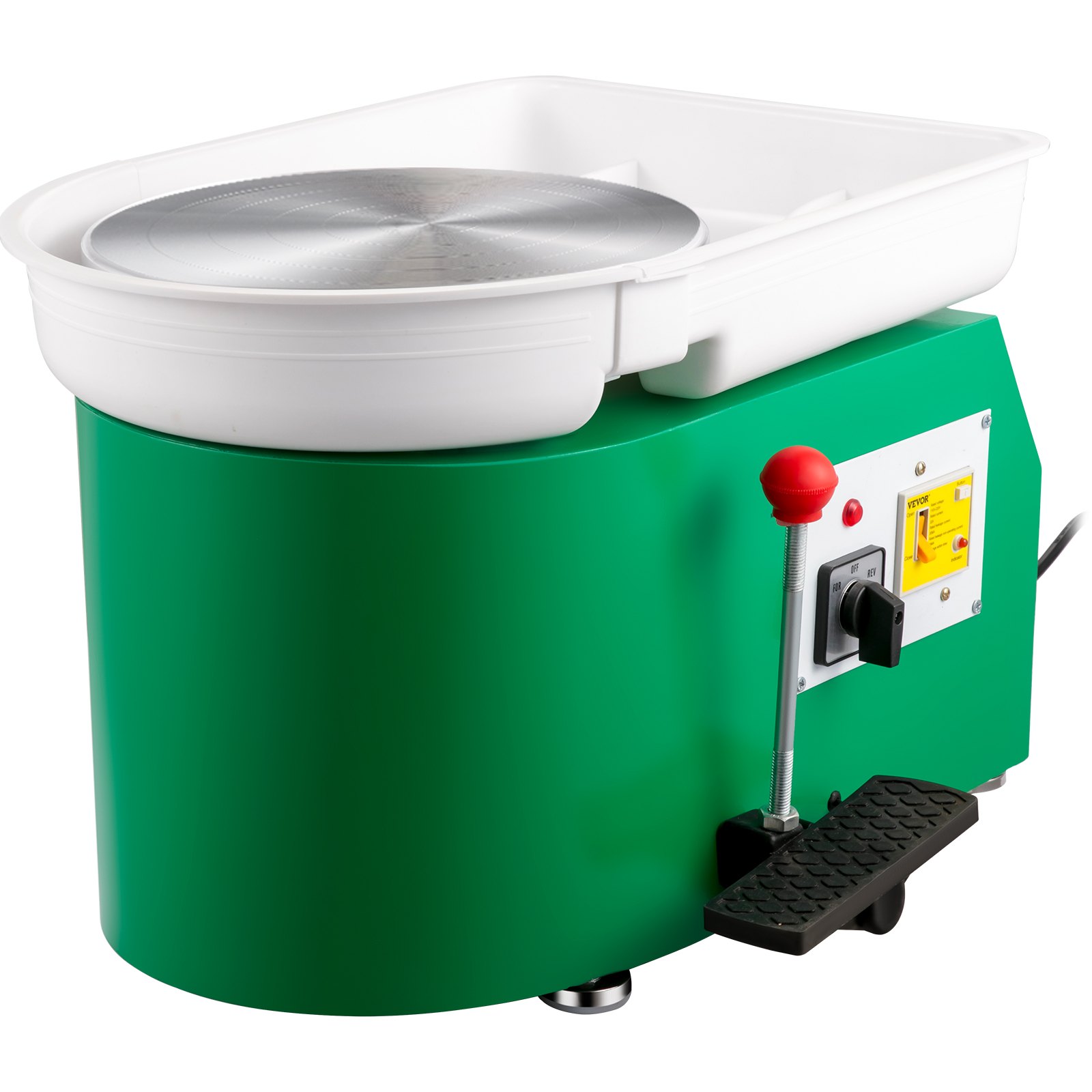 VEVOR - Torno de alfarería de 28 cm, máquina para dar forma a la cerámica, 350 W, torno de alfarería eléctrico con pedal de palanca ajustable, herramienta de arcilla para bricolaje con bandeja para trabajos de cerámica, arcilla verde para bricolaje, 18 piezas