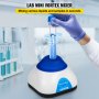 Mini mezclador vórtice de laboratorio en acción, mezclando muestras líquidas en un tubo de ensayo con precisión.