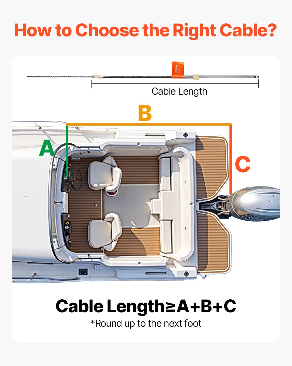 VEVOR Sistema de dirección fuera de borda Cable de dirección de barco de 10 pies Sistema de dirección marina de 10 pies Eje de 3/4 '' con rueda de 13.5 pulgadas para yates y vehículos acuáticos