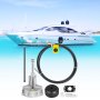 Kit de dirección de barco VEVOR con componentes delante de un yate de lujo en aguas azules claras.
