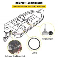 Cable de dirección de barco VEVOR, kit de dirección rotativa fuera de borda de 14 pies, kit de dirección rotativa de barco de 14 pies para barcos