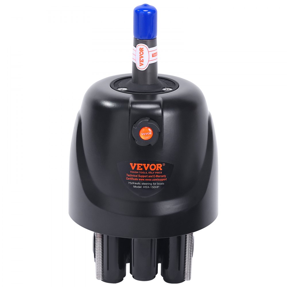 Bomba de dirección hidráulica fueraborda VEVOR en color negro con elementos de marca en rojo y azul