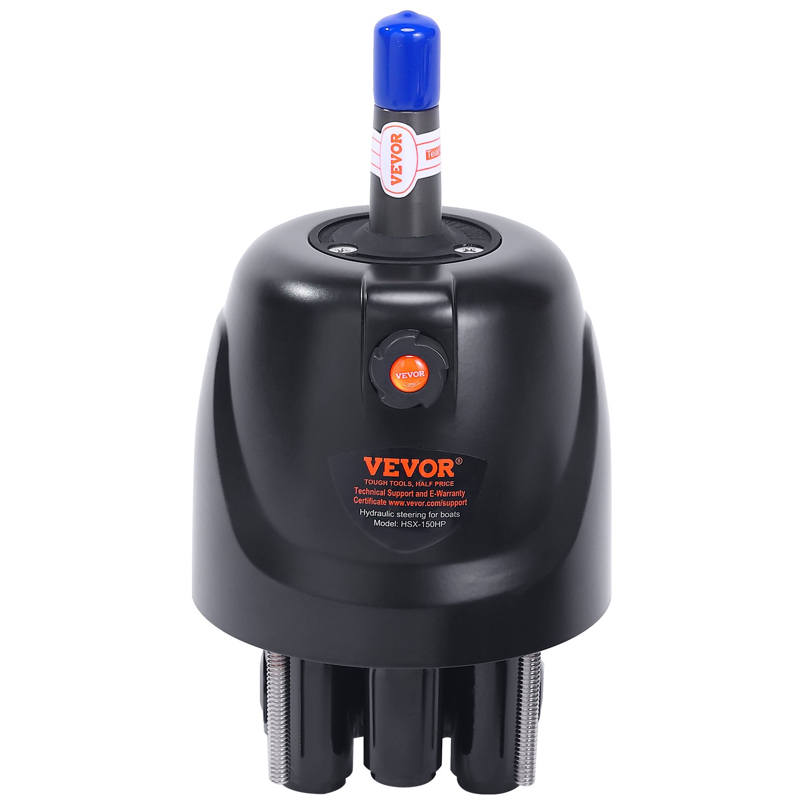 Bomba de dirección hidráulica fueraborda VEVOR en color negro con elementos de marca en rojo y azul