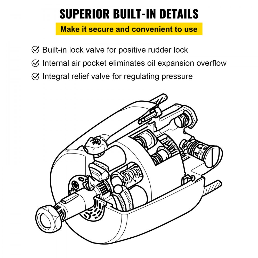VEVOR Dirección hidráulica Timón HH5272-3 Bomba de dirección hidráulica externa 2.4 Montaje frontal