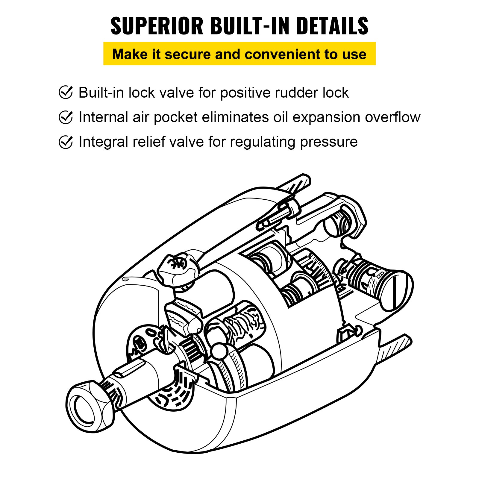 VEVOR Dirección hidráulica Timón HH5272-3 Bomba de dirección hidráulica externa 2.4 Montaje frontal