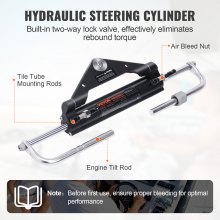 Kit de dirección hidráulica fueraborda VEVOR, 150 HP, sistema de dirección hidráulica para embarcaciones marinas, con bomba de timón, cilindro de bloqueo bidireccional y manguera de dirección hidráulica de 26 pies, para embarcaciones monomotor de una sola estación