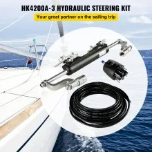 VEVOR Kit de dirección hidráulica 300HP Dirección hidráulica Cilindro compacto Kit de dirección hidráulica fuera de borda con bomba de timón para sistema de dirección marina de barco