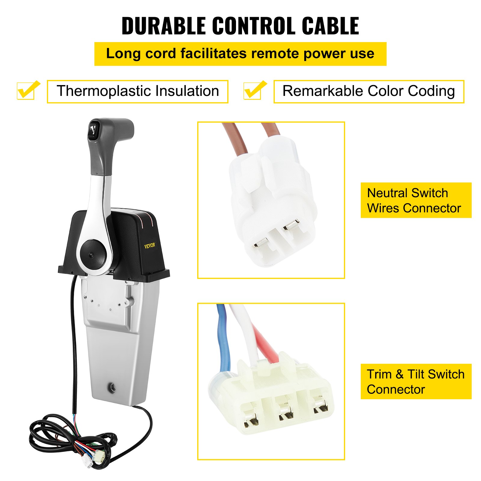 VEVOR Boat Throttle Control 67200-93J13 Control remoto fuera de borda Single Binnacle Remote Control Box Fit para Suzuki Top Mount Power Trim Trailer