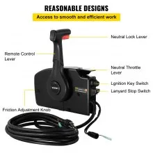 VEVOR Boat Throttle Control 881170A3 Caja de control de barco con 8 pines Caja de control fuera de borda con cordón de emergencia Montaje lateral apto para motor Mercury