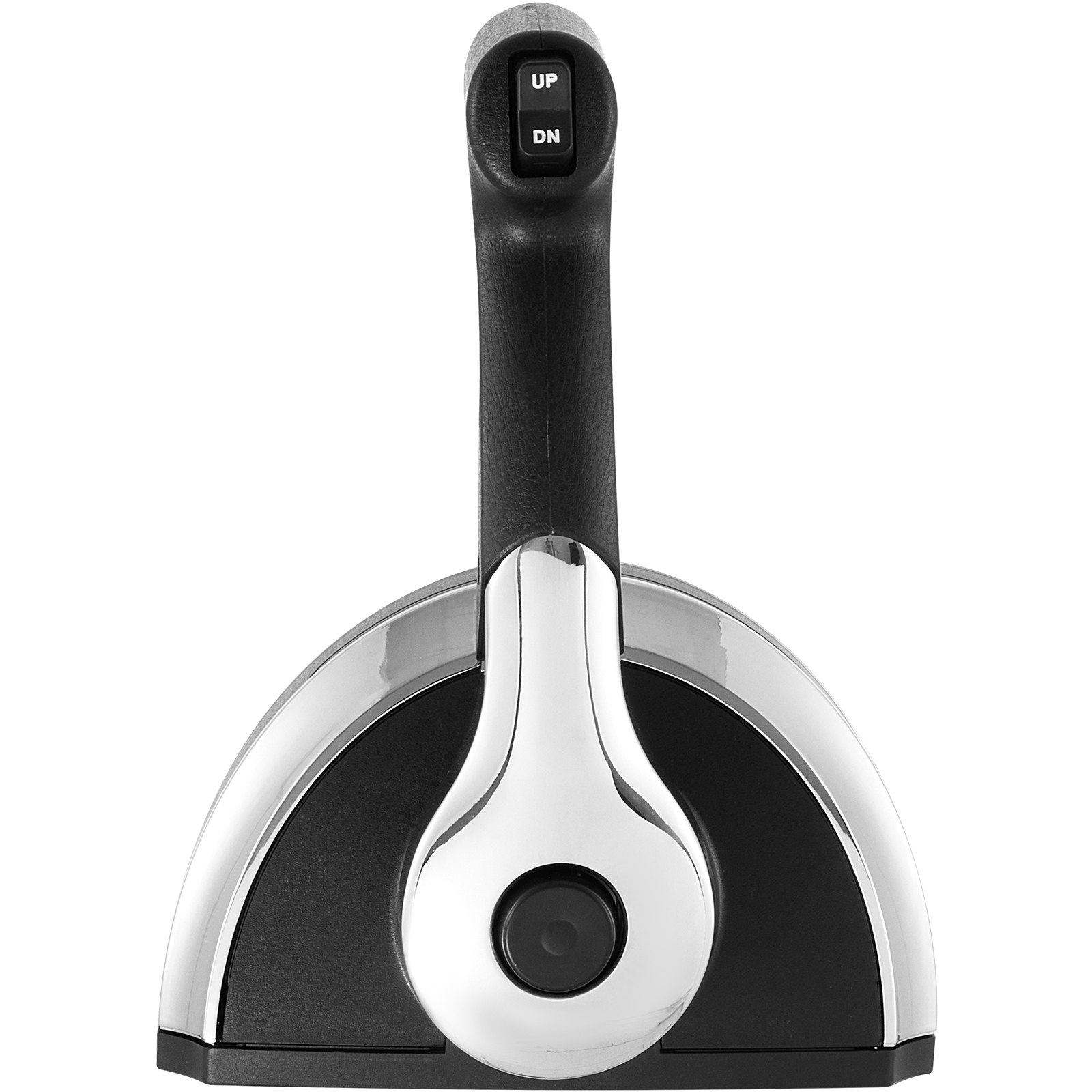 Control remoto para motor fueraborda VEVOR en color plata y negro con botones arriba y abajo.