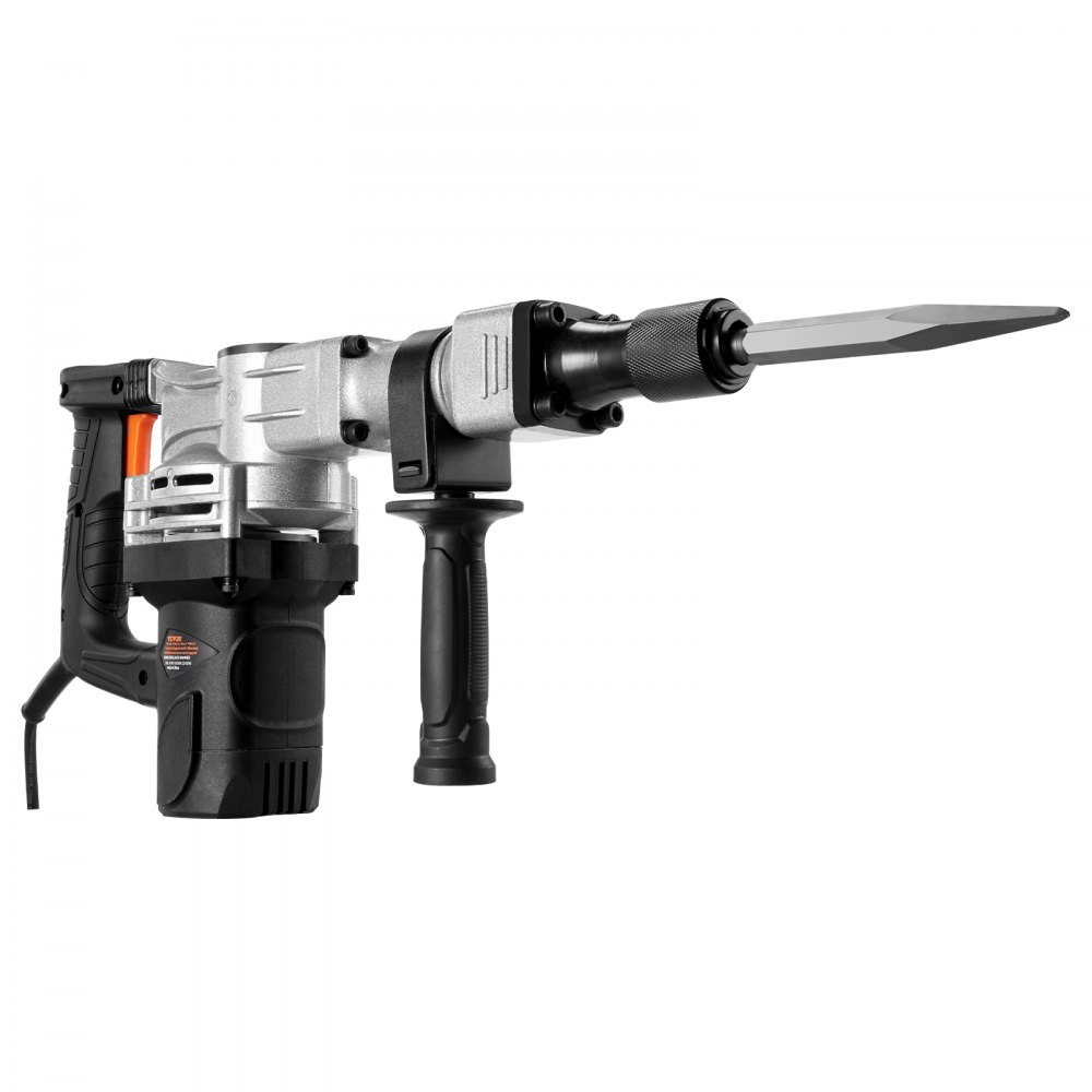 Martillo de demolición VEVOR, martillo neumático eléctrico de 1400 W para trabajo pesado, 2 cinceles y brocas para picar con estuche, martillo rompedor de hormigón de 2900 BPM, guantes negros