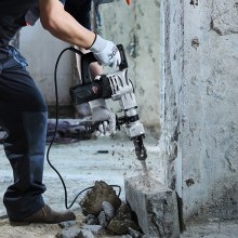 VEVOR Martillo de demolición, martillo neumático eléctrico de 1400 W, resistente, 2 piezas de cinceles con estuche, rompedor de concreto de 2900 BPM, guantes negros