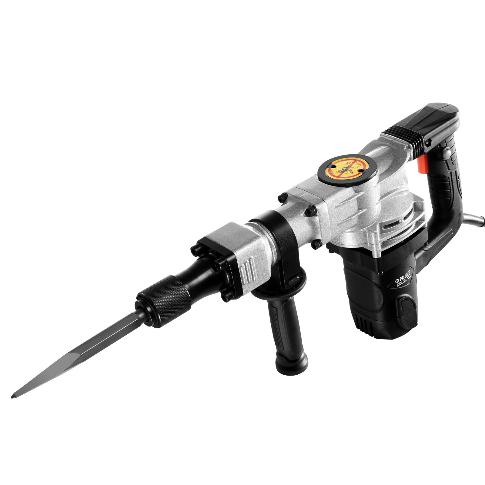 Martillo de demolición VEVOR, martillo neumático eléctrico de 1400 W para trabajo pesado, 2 cinceles y brocas para picar con estuche, martillo rompedor de hormigón de 2900 BPM, guantes negros