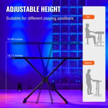 Mesa de DJ portátil VEVOR con soporte para teclado con refuerzo en forma de X y altura ajustable