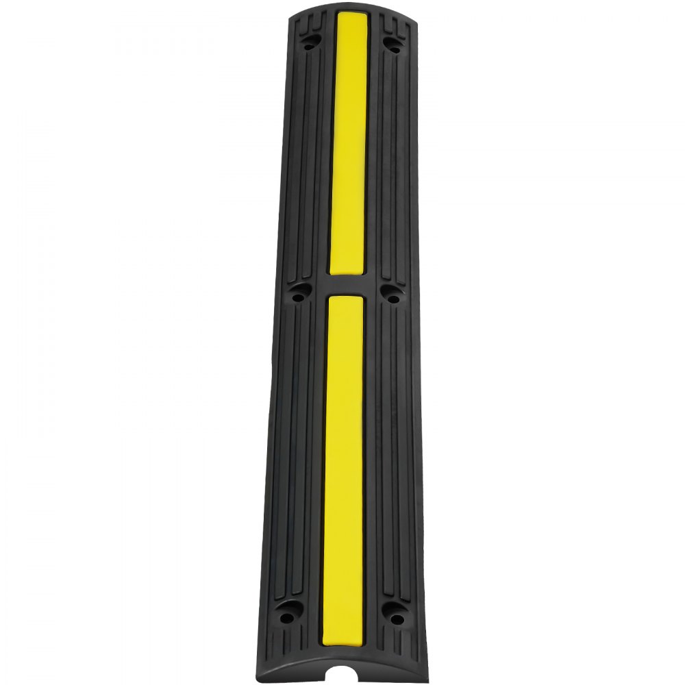 Rampa protectora de cables VEVOR, negra con raya amarilla, diseñada para seguridad y durabilidad.