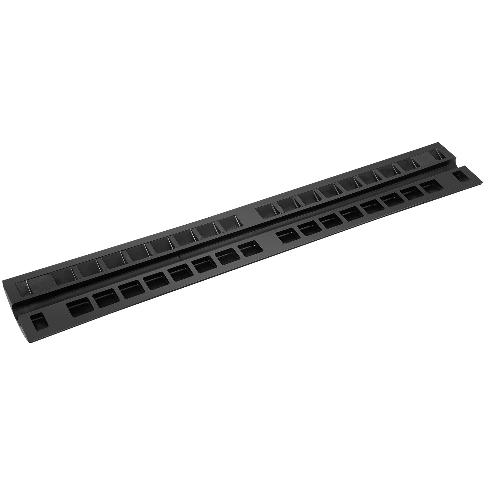 Rampa protectora de cables VEVOR negra con múltiples canales de cables, diseñada para seguridad y organización.